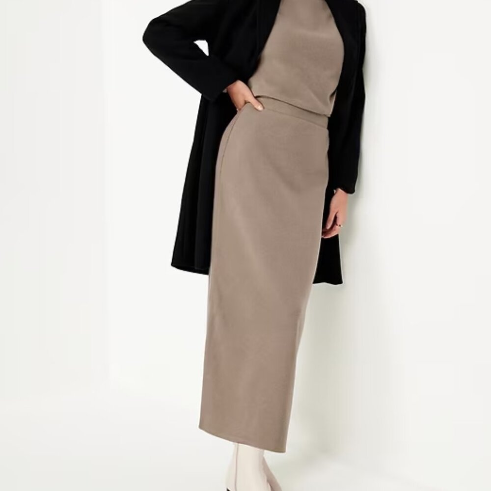 Old Navy Chocolate Malted Cozy Maxi Column Skirt/NWT/L - Picture 3 of 15